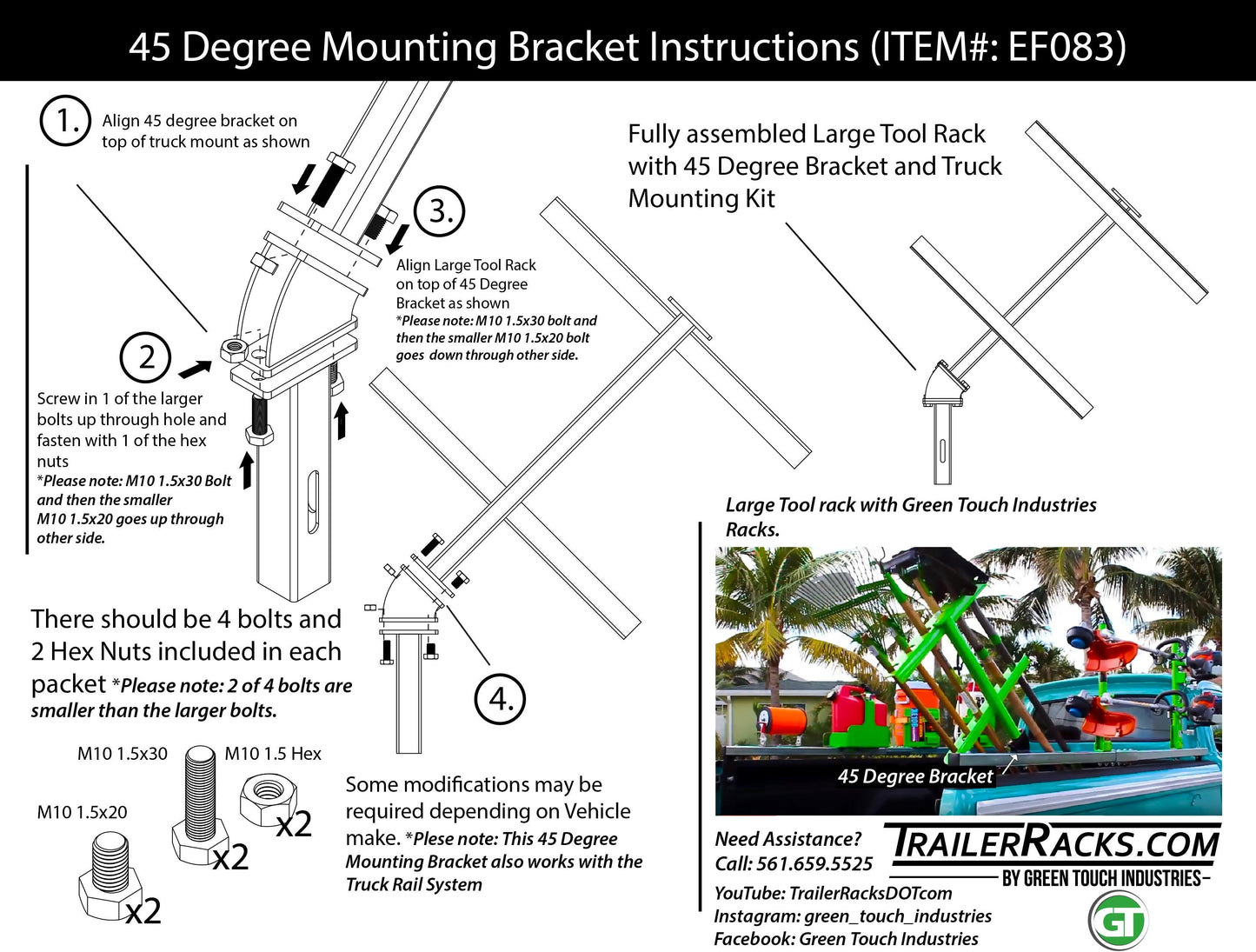 45-Degree Mounting Bracket | Green Touch Industries (EF083) - TrailerRacks.com