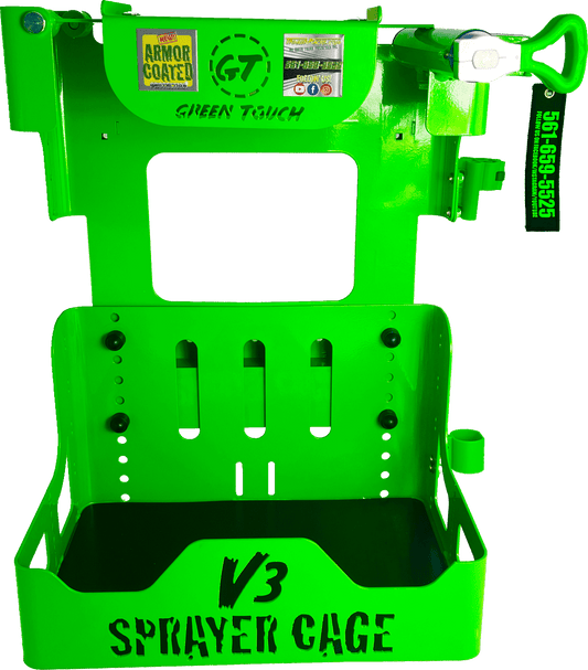 Scratch & Dent | Xtreme Pro Series Lockable Backpack Sprayer Cage | Green Touch Industries (SPC21-GRE-SnD) - TrailerRacks.com