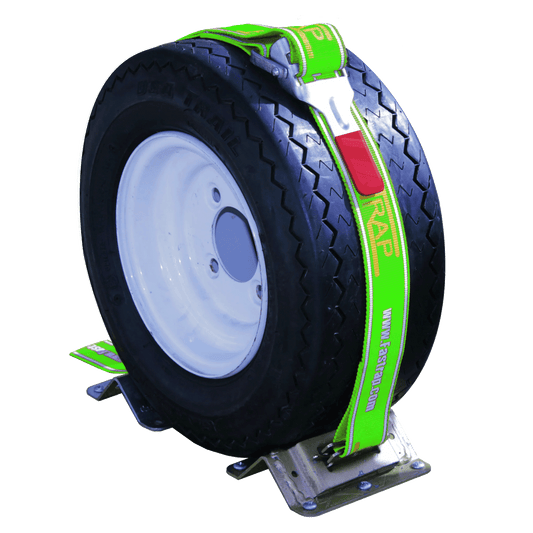 Load Securement Fastrap® Mower Wheel Tie-Down System