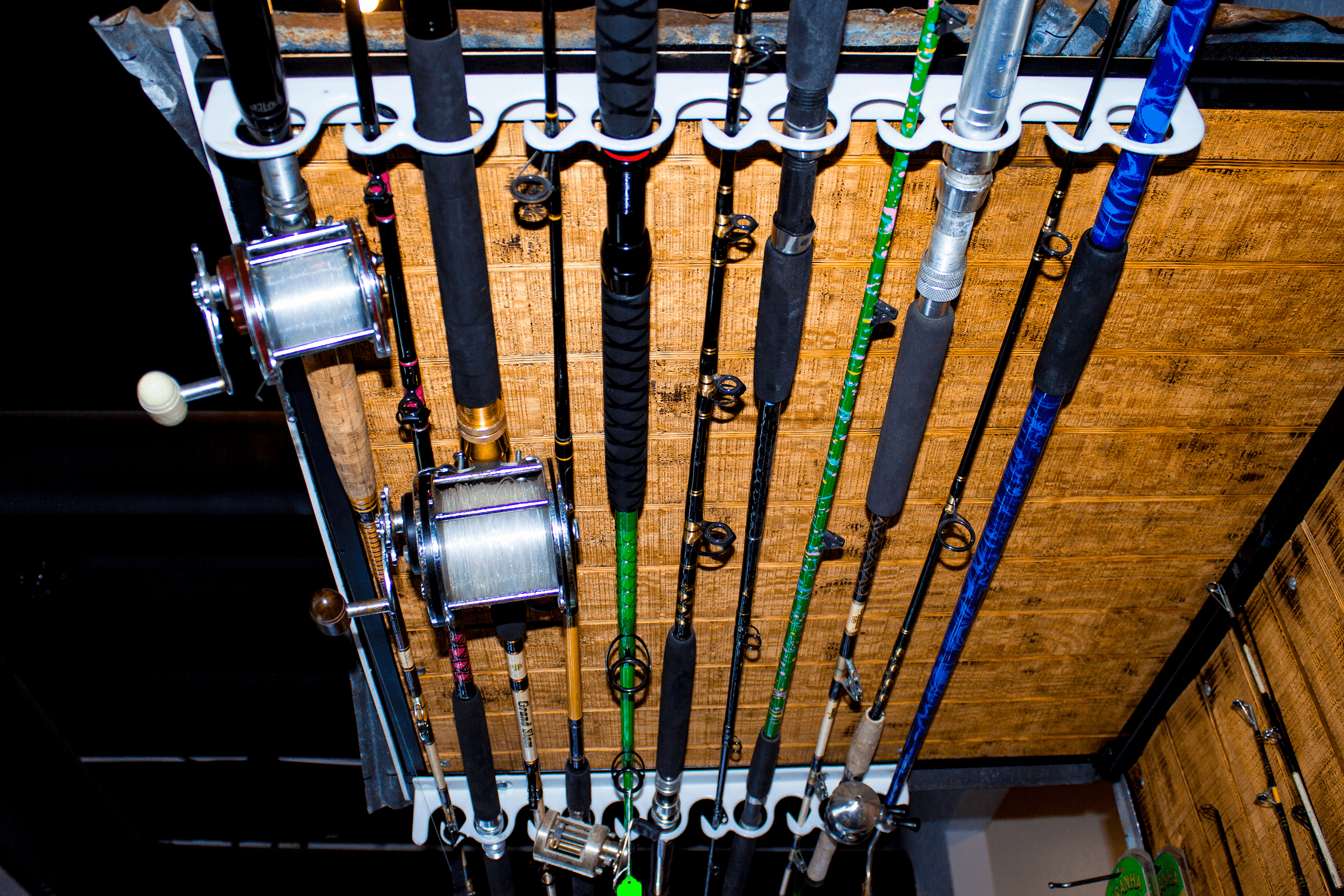 Overhead Fishing Rod Storage Rack