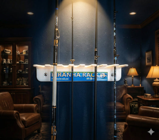 Piranha Series Compact Wall-Mount Fishing Rod Rack | Green Touch Industries (FA008) - TrailerRacks.com