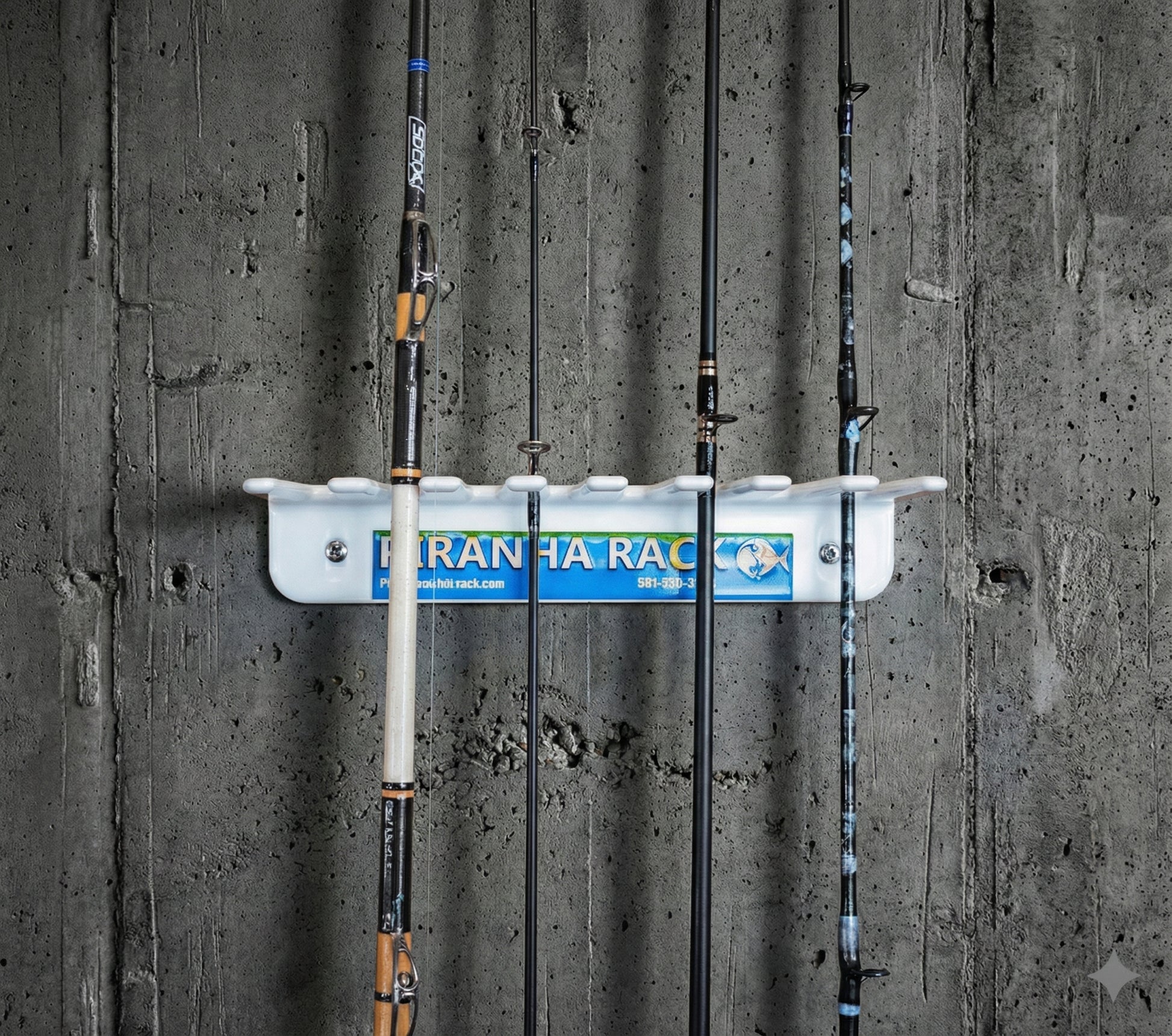 FA008 | Wall-Mount Fishing Rod Rack | Integrated Innovation TrailerRacks.com FA008 | Wall-Mount Fishing Rod Rack | Integrated Innovation TrailerRacks.com