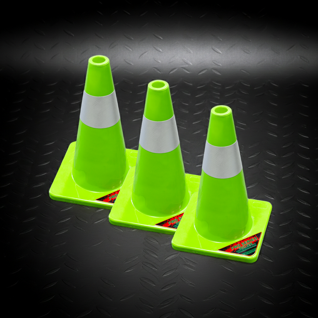 18-Inch Safety Cones 3-Pack | Green Touch