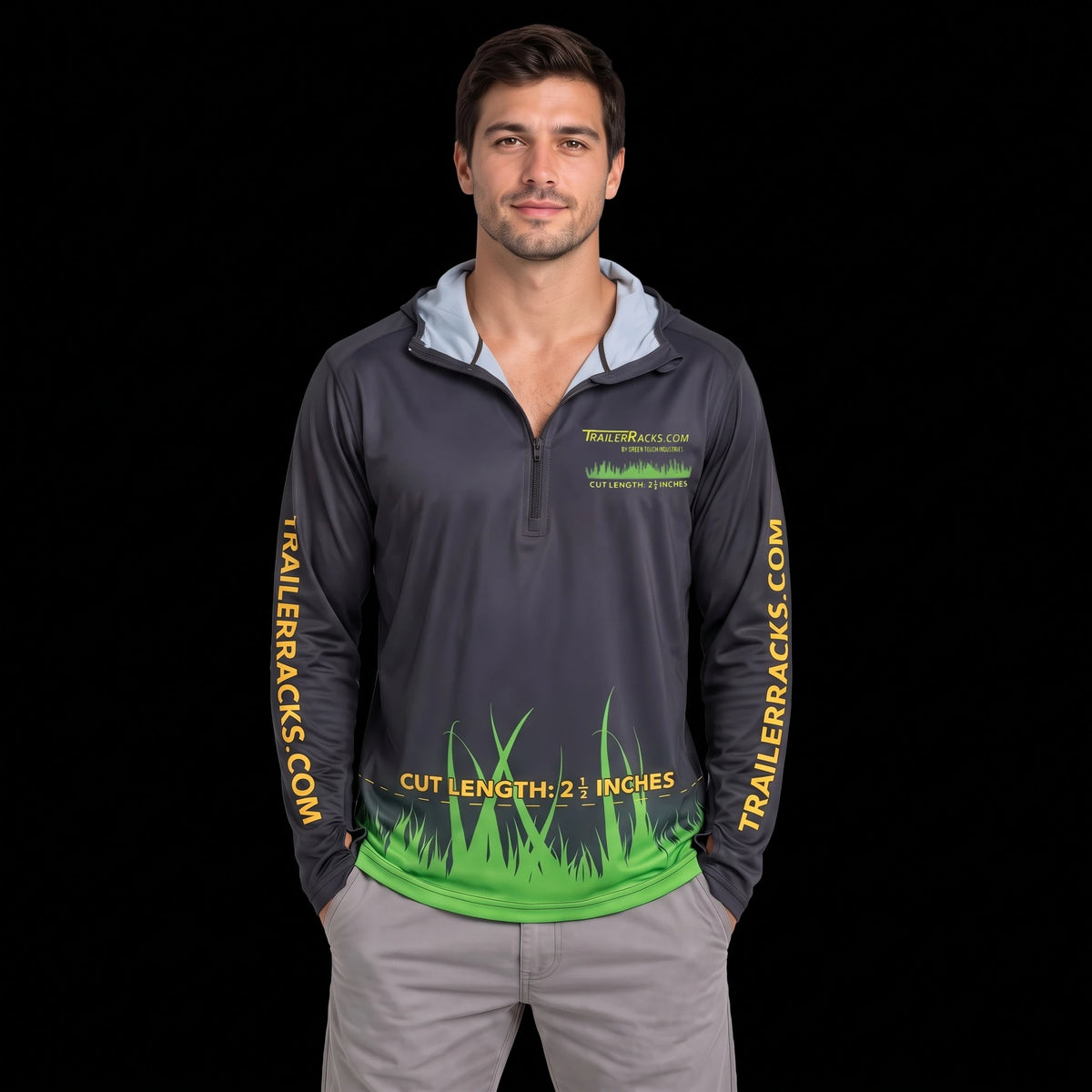 Crew Protection Skin Guard microfiber work shirt QZ100 — hood down, zip open